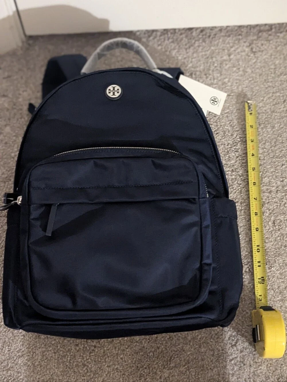 *BRAND NEW*Tory Burch Navy Nylon Logo Backpack with Gold-Tone Emblem